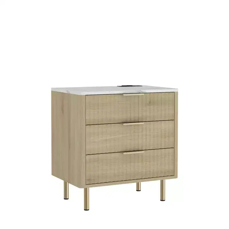 JVNOXK Table de chevet intelligente avec station de recharge et veilleuse de 55,8 cm, Meuble de chevet moderne avec compartiment de rangement, Tons bois