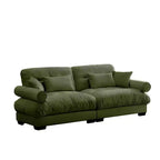 Canapé moderne deux places MAYEERTY avec accoudoirs rembourrés, oreillers lombaires et coussins décoratifs pour salon, couloir, chambre, vert olive