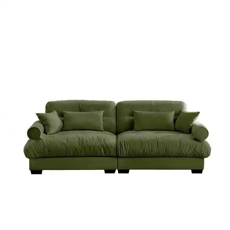 Canapé moderne deux places MAYEERTY avec accoudoirs rembourrés, oreillers lombaires et coussins décoratifs pour salon, couloir, chambre, vert olive
