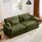 Canapé moderne deux places MAYEERTY avec accoudoirs rembourrés, oreillers lombaires et coussins décoratifs pour salon, couloir, chambre, vert olive