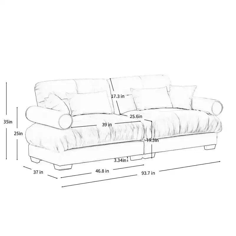 Canapé moderne deux places MAYEERTY avec accoudoirs rembourrés, oreillers lombaires et coussins décoratifs pour salon, couloir, chambre, vert olive