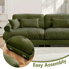 Canapé moderne deux places MAYEERTY avec accoudoirs rembourrés, oreillers lombaires et coussins décoratifs pour salon, couloir, chambre, vert olive