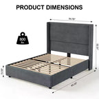 Lit Dyonery en lin naturel, hauteur 140 cm, structure renforcée, convient aux matelas de 20 à 35 cm d'épaisseur, pas besoin de sommier tapissier
