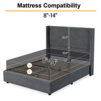 Lit Dyonery en lin naturel, hauteur 140 cm, structure renforcée, convient aux matelas de 20 à 35 cm d'épaisseur, pas besoin de sommier tapissier