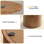 Table de salle à manger circulaire à quatre places Dyonery 35, un modèle moderne avec espace de rangement à double couche et portes coulissantes