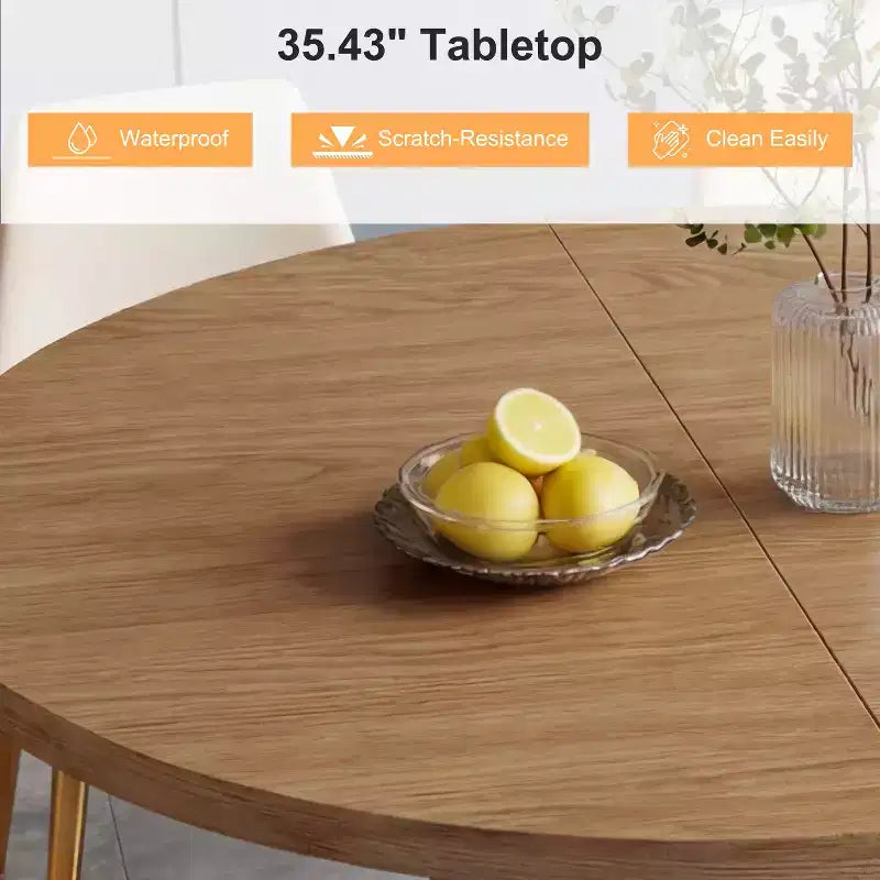 Table de salle à manger circulaire à quatre places Dyonery 35, un modèle moderne avec espace de rangement à double couche et portes coulissantes