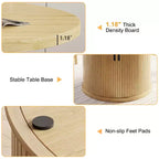 Table de salle à manger circulaire à quatre places Dyonery 35, un modèle moderne avec espace de rangement à double couche et portes coulissantes