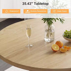 Table de salle à manger circulaire à quatre places Dyonery 35, un modèle moderne avec espace de rangement à double couche et portes coulissantes