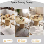 Table de salle à manger circulaire à quatre places Dyonery 35, un modèle moderne avec espace de rangement à double couche et portes coulissantes