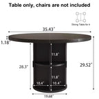 Table de salle à manger circulaire à quatre places Dyonery 35, un modèle moderne avec espace de rangement à double couche et portes coulissantes