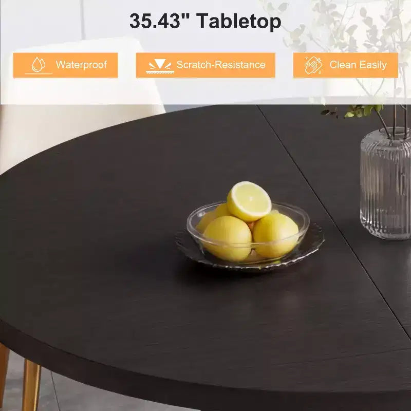 Table de salle à manger circulaire à quatre places Dyonery 35, un modèle moderne avec espace de rangement à double couche et portes coulissantes