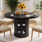 Dyonery 35 circular four-person dining table, a modern type with double-layer storage space and sliding doors