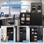 BALHAM TRADE-71 Grand meuble de rangement Set de 1 - avec portes vitrées et étagères réglables pour bureau et maison