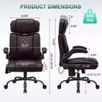 Chaise de bureau ergonomique HOFFREE 200 kg Chaise de bureau en similicuir Dossier haut Appui-tête réglable Accoudoirs rabattables Chaise d'ordinateur