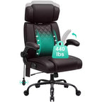 Chaise de bureau ergonomique HOFFREE 200 kg Chaise de bureau en similicuir Dossier haut Appui-tête réglable Accoudoirs rabattables Chaise d'ordinateur