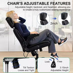 Chaise de bureau ergonomique HOFFREE 200 kg Chaise de bureau en similicuir Dossier haut Appui-tête réglable Accoudoirs rabattables Chaise d'ordinateur