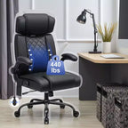 Chaise de bureau ergonomique HOFFREE 200 kg Chaise de bureau en similicuir Dossier haut Appui-tête réglable Accoudoirs rabattables Chaise d'ordinateur