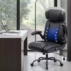 HOFFREE Ergonomic Office Chair 440lbs Executive Chair Faux Leather High Backrest Adjustable Headrest Foldable Armrests Computer Chair