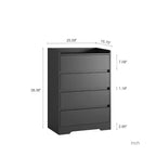 JVNOXK Meuble à quatre tiroirs sans poignée 100 % étanche Meuble moderne en bois Cadre robuste Convient pour le salon ou la chambre à coucher Noir