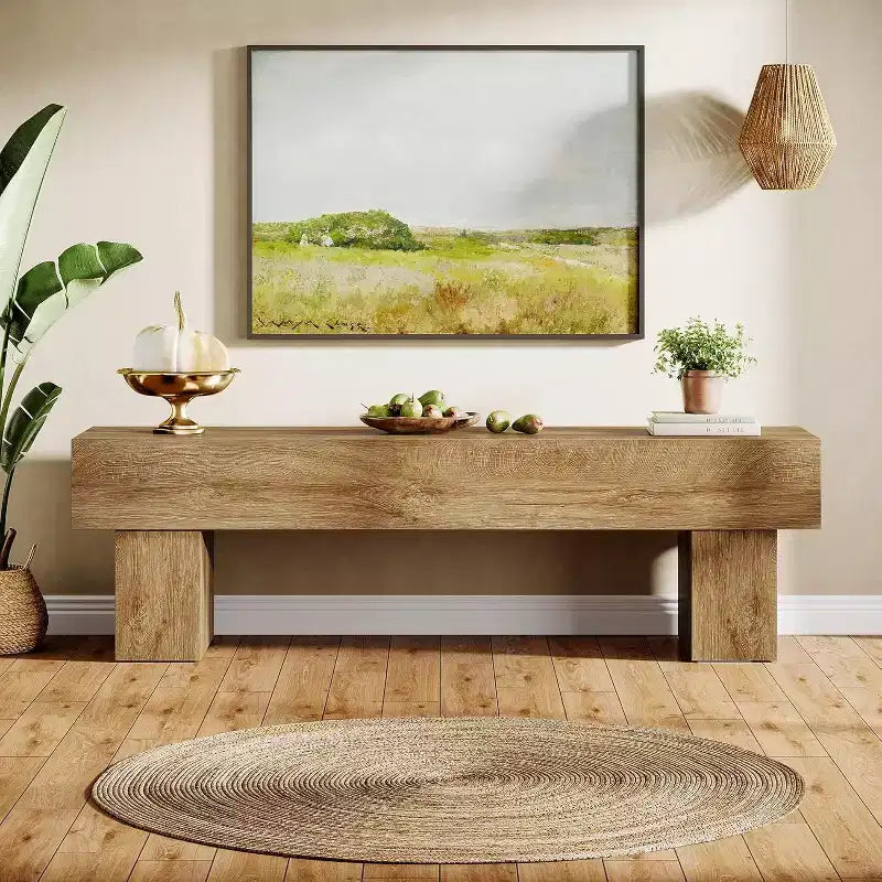 Meuble TV Lantine 63 pouces, meuble de divertissement style ferme et table console basse pour TV 55/60/65 pouces, salon