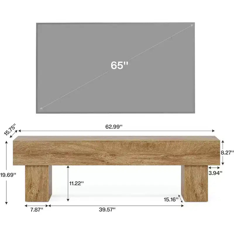 Meuble TV Lantine 63 pouces, meuble de divertissement style ferme et table console basse pour TV 55/60/65 pouces, salon
