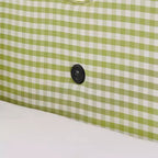 Lit de repos complet Zeus & Ruta avec lit gigogne – Tissu en lin à carreaux, tête de lit ondulée et port de chargement USB