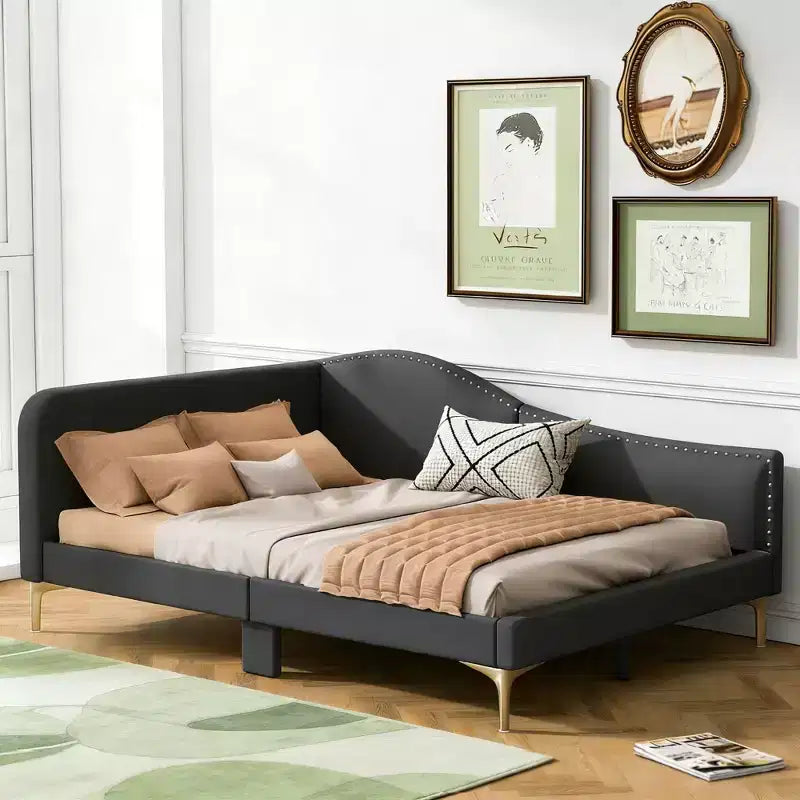 Lit de repos moderne en lin rembourré Luxystar avec tête de lit