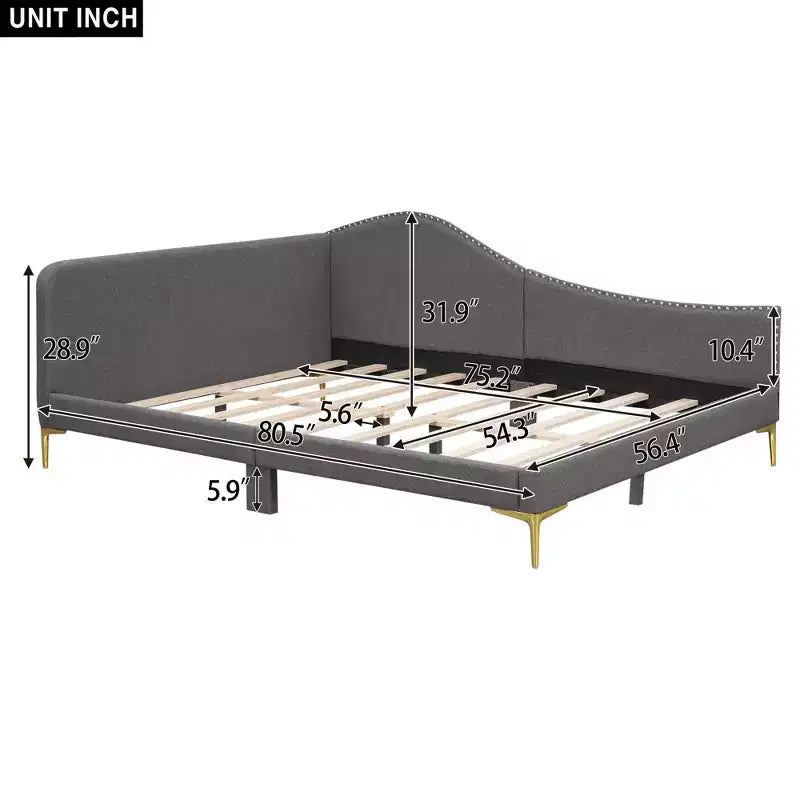Lit de repos moderne en lin rembourré Luxystar avec tête de lit