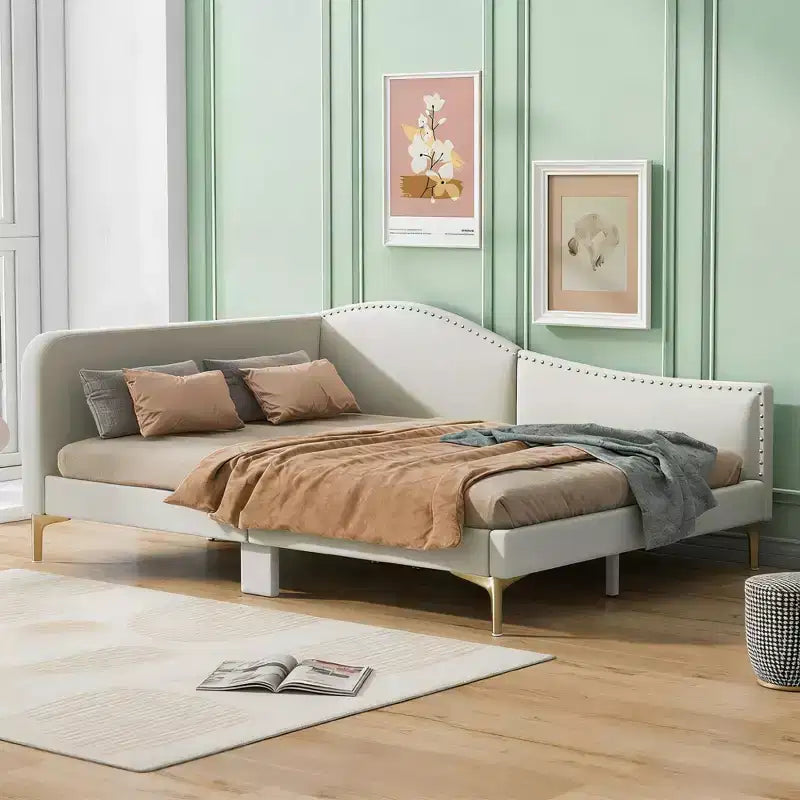 Lit de repos moderne en lin rembourré Luxystar avec tête de lit