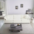 MAYEERTY Mid Century Modern Couch 3 Seater Sofa with 2 Armrest Pillow and 2 Armrest Pillows and 3 Toss Pillows for Living Room White