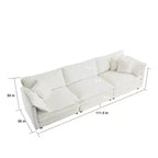 MAYEERTY Canapé de salon 3 places de style moderne du milieu du siècle avec 2 oreillers accoudoirs et 3 coussins décoratifs, couleur blanc