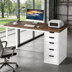 Bureau informatique avec 5 tiroirs, table d'étude moderne