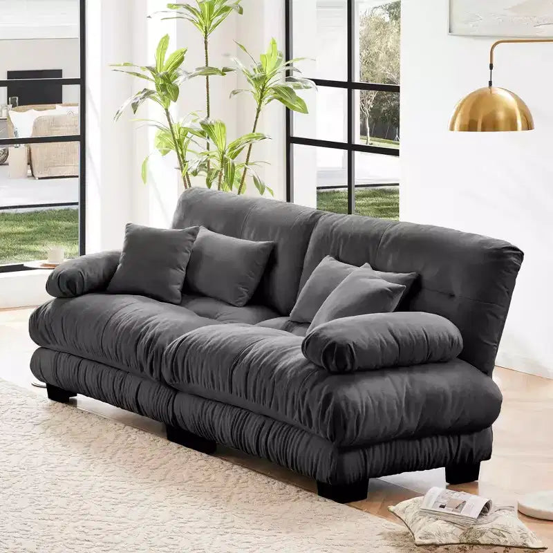 Canapé deux places MAYEERTY Cloud avec 2 coussins d'assise, 2 coussins lombaires et 2 coussins décoratifs pour salon Gris