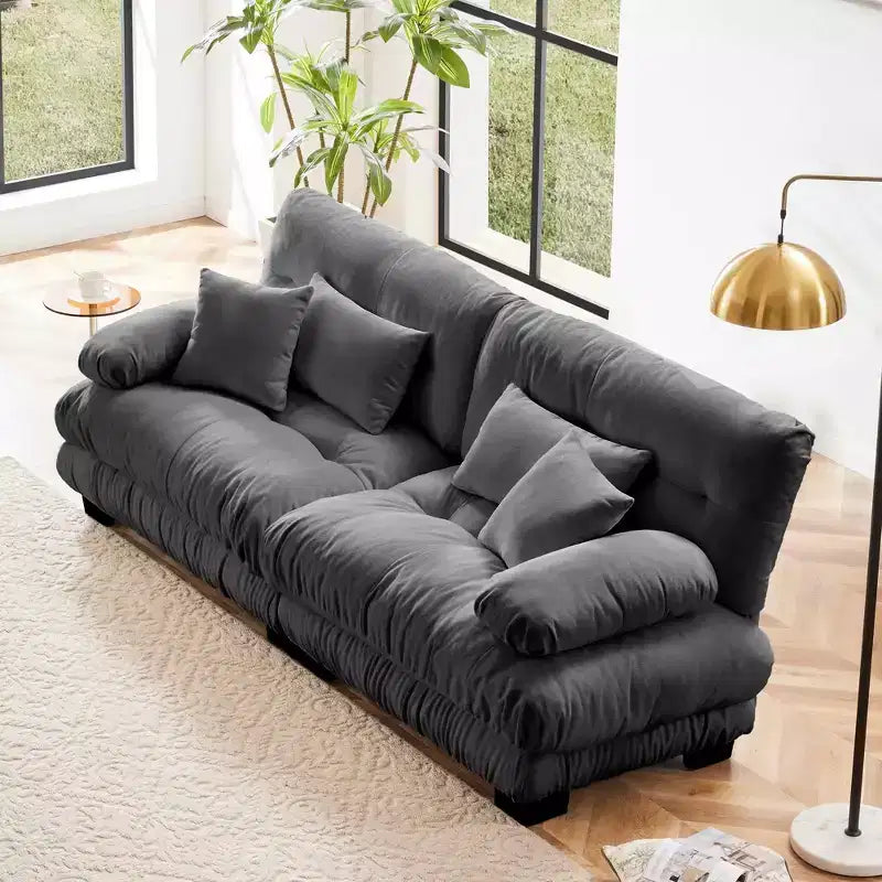 Canapé deux places MAYEERTY Cloud avec 2 coussins d'assise, 2 coussins lombaires et 2 coussins décoratifs pour salon Gris