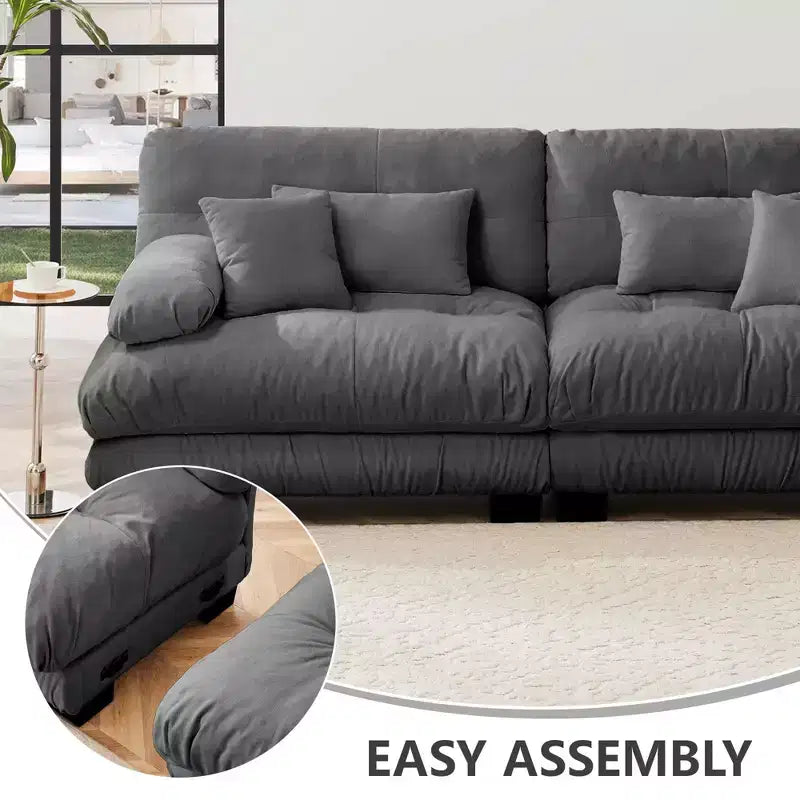 Canapé deux places MAYEERTY Cloud avec 2 coussins d'assise, 2 coussins lombaires et 2 coussins décoratifs pour salon Gris