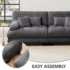 Canapé deux places MAYEERTY Cloud avec 2 coussins d'assise, 2 coussins lombaires et 2 coussins décoratifs pour salon Gris