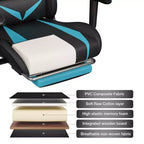 Fauteuil de jeu inclinable de massage Hoffree Chaise de bureau ergonomique pour PC avec haut-parleur Bluetooth et lumière RVB
