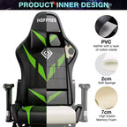 Fauteuil de jeu inclinable de massage Hoffree Chaise de bureau ergonomique pour PC avec haut-parleur Bluetooth et lumière RVB