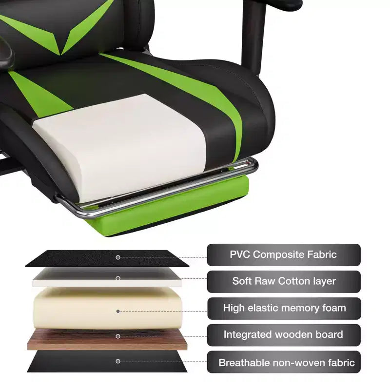 Fauteuil de jeu inclinable de massage Hoffree Chaise de bureau ergonomique pour PC avec haut-parleur Bluetooth et lumière RVB