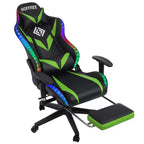 Fauteuil de jeu inclinable de massage Hoffree Chaise de bureau ergonomique pour PC avec haut-parleur Bluetooth et lumière RVB