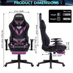Fauteuil de jeu inclinable de massage Hoffree Chaise de bureau ergonomique pour PC avec haut-parleur Bluetooth et lumière RVB
