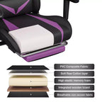 Fauteuil de jeu inclinable de massage Hoffree Chaise de bureau ergonomique pour PC avec haut-parleur Bluetooth et lumière RVB