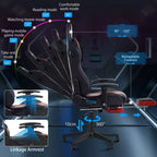 Fauteuil de jeu inclinable de massage Hoffree Chaise de bureau ergonomique pour PC avec haut-parleur Bluetooth et lumière RVB