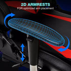 Fauteuil de jeu inclinable de massage Hoffree Chaise de bureau ergonomique pour PC avec haut-parleur Bluetooth et lumière RVB