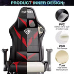 Fauteuil de jeu inclinable de massage Hoffree Chaise de bureau ergonomique pour PC avec haut-parleur Bluetooth et lumière RVB