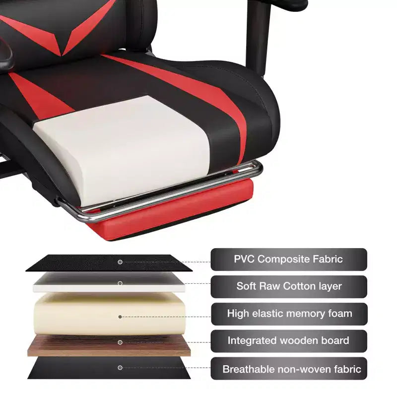 Fauteuil de jeu inclinable de massage Hoffree Chaise de bureau ergonomique pour PC avec haut-parleur Bluetooth et lumière RVB