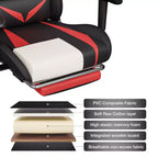 Fauteuil de jeu inclinable de massage Hoffree Chaise de bureau ergonomique pour PC avec haut-parleur Bluetooth et lumière RVB