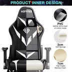 Fauteuil de jeu inclinable de massage Hoffree Chaise de bureau ergonomique pour PC avec haut-parleur Bluetooth et lumière RVB