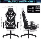 Fauteuil de jeu inclinable de massage Hoffree Chaise de bureau ergonomique pour PC avec haut-parleur Bluetooth et lumière RVB