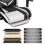 Fauteuil de jeu inclinable de massage Hoffree Chaise de bureau ergonomique pour PC avec haut-parleur Bluetooth et lumière RVB